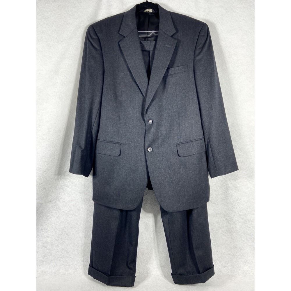 Jos A Bank 2PC Pant Suit Mens 42R Charcoal Wool Cashmere Blend